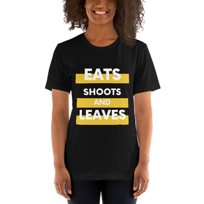 The eats shoots and leaves print on this sweatshirt is designed specifically for vegans in mind! Vegan clothing, vegan sweatshirt, vegan t-shirt, vegan lounge wear